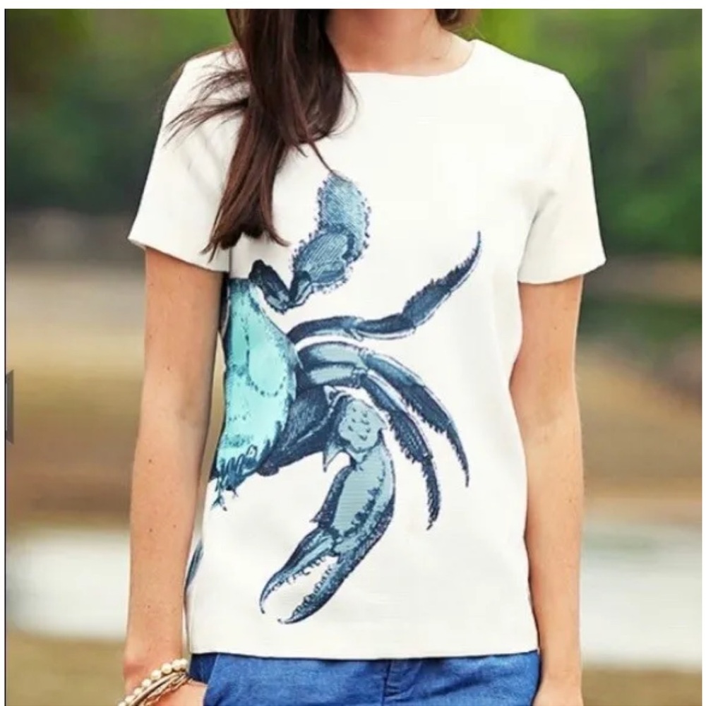 J.Crew Crab Graphic Short Sleeve Blouse